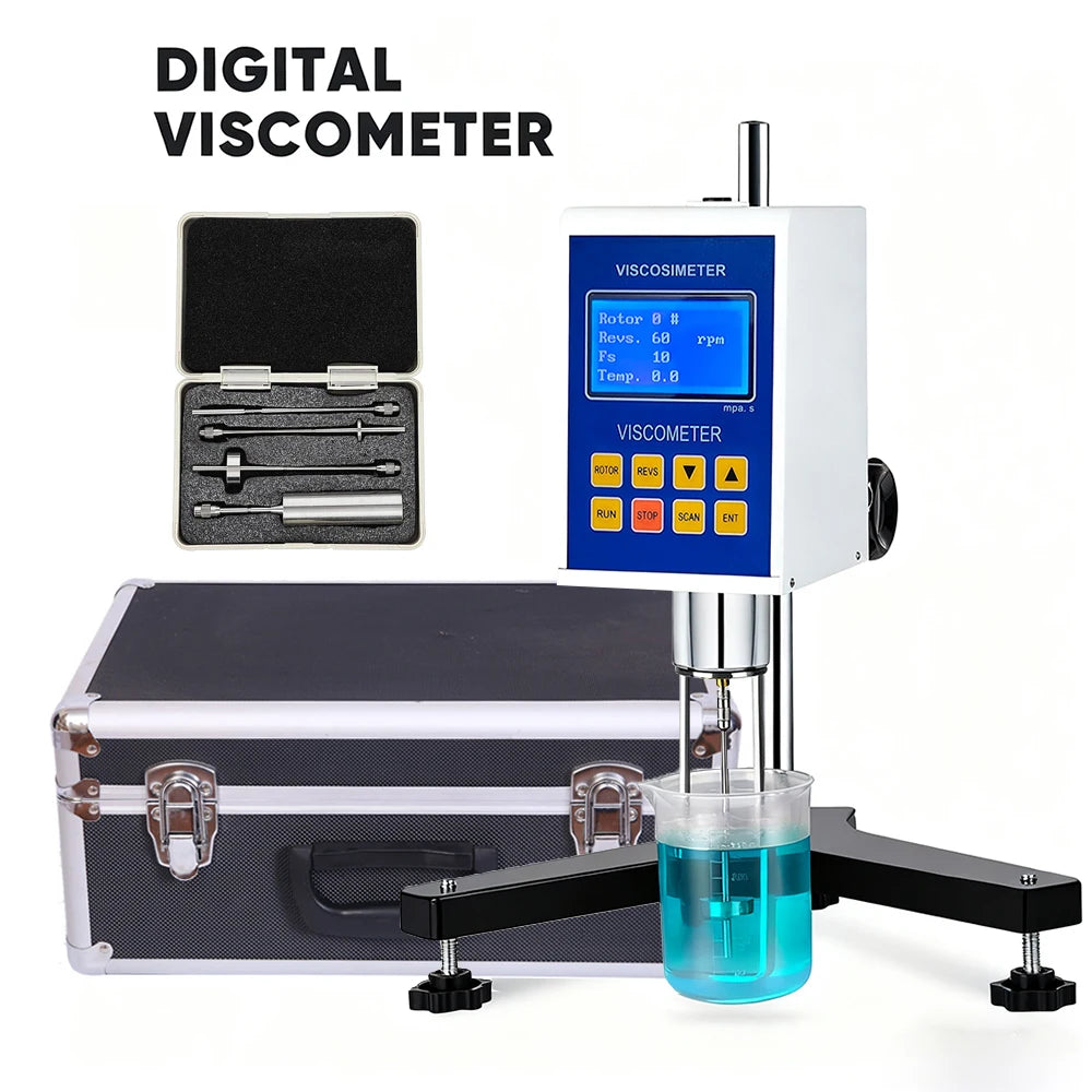 NDJ-8S Digital Rotary Viscometer with 4 Rotors Lab Viscosity Meter Tester Paints Adhesives Greases Cosmetics Accuracy ±3.0%