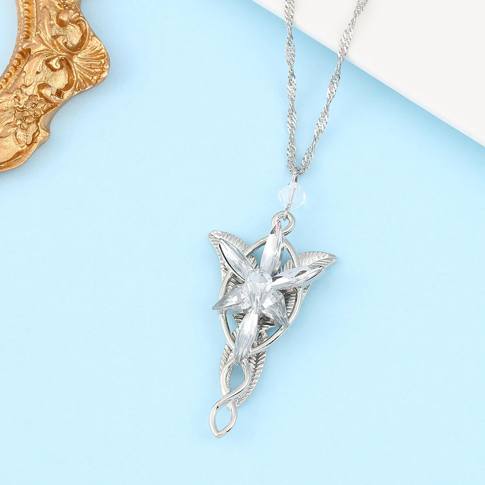 Evenstar Necklace Arwen Elf Princess Pendant Crystal Exquisite Choker Jewelry Gift for Women Movie Accessories