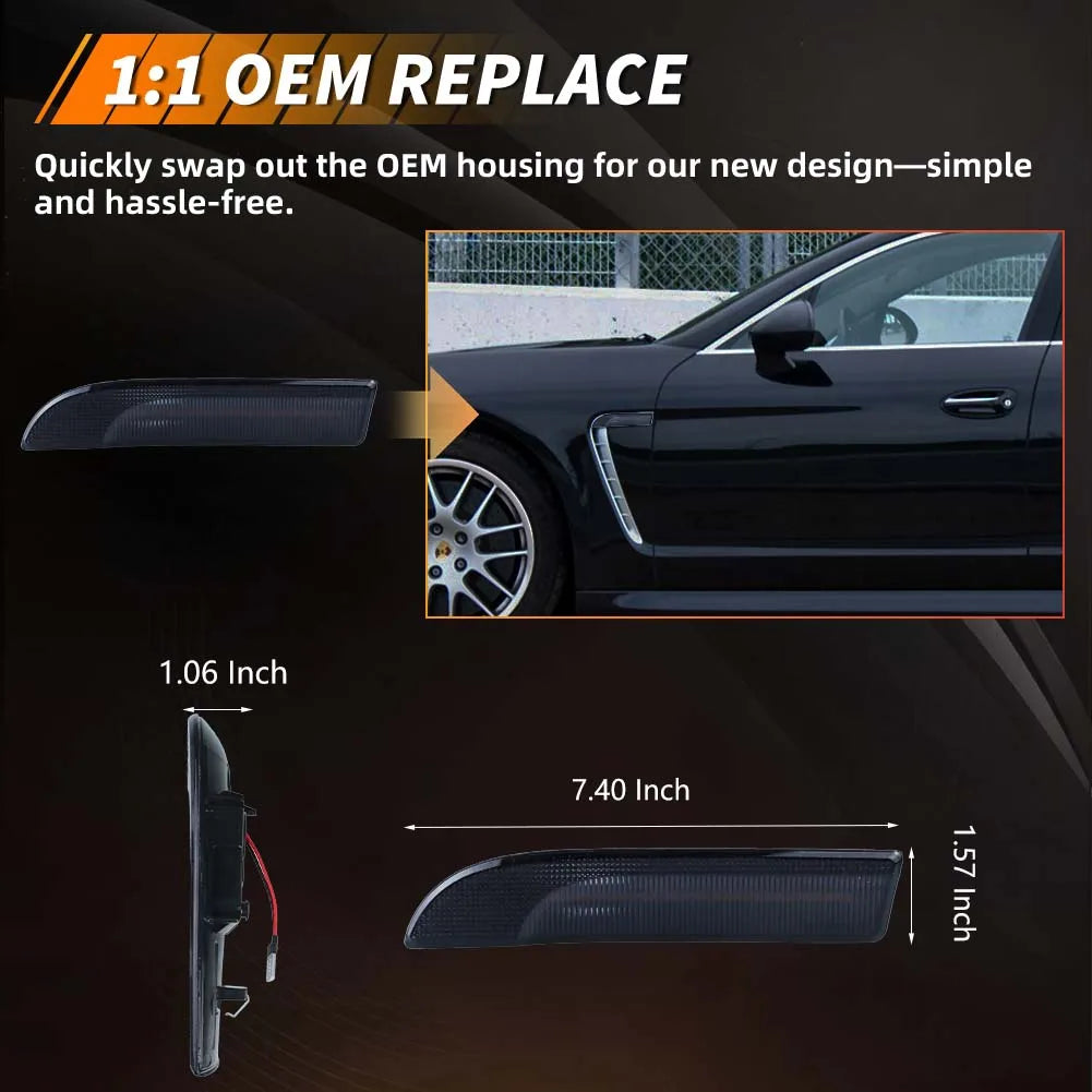 2X Front Side Marker Light Fender Light Turn Signal Light W/LED For 2009 210 2011 2012 2013 2014 2015 2016 Porsche Panamera 970