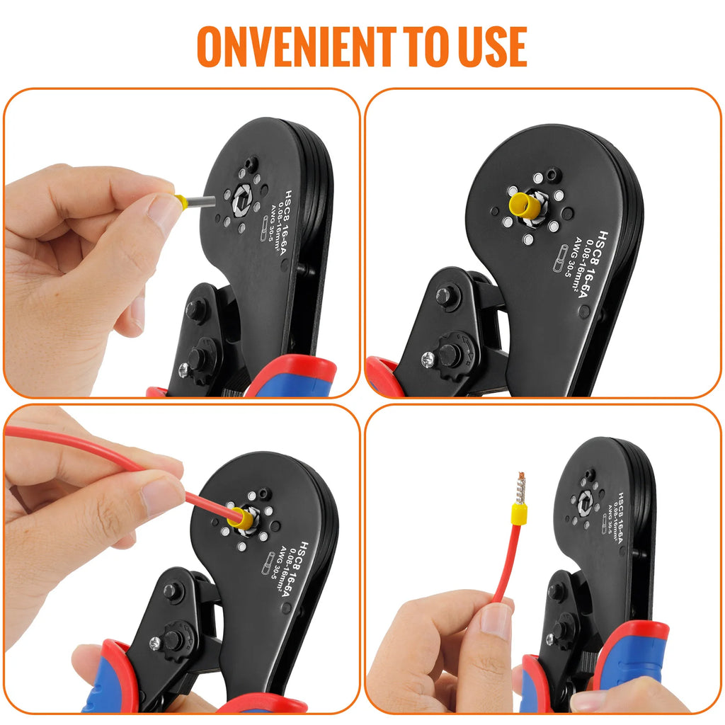 Ferrule Crimping Tool HSC8 16-6A Tubular Terminal Mini Pliers For Large Size Terminals Electrical Clamps 0.08-16mm²/30-5AWG