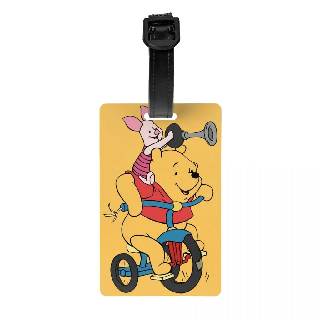 Custom My Friends Cartoon T-Tigger Pooh Luggage Tag Privacy Protection Baggage Tags Travel Bag Labels Suitcase