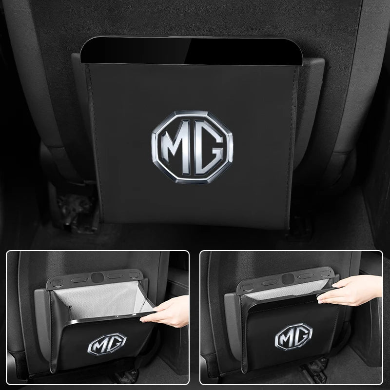 Magnetic Car Seatback Waste Storage Bag Leather Tools Box For Morris Garages MG 6 3 5 7 TF ZR ZS HS GS GT Hector RX5 RX8 350 550