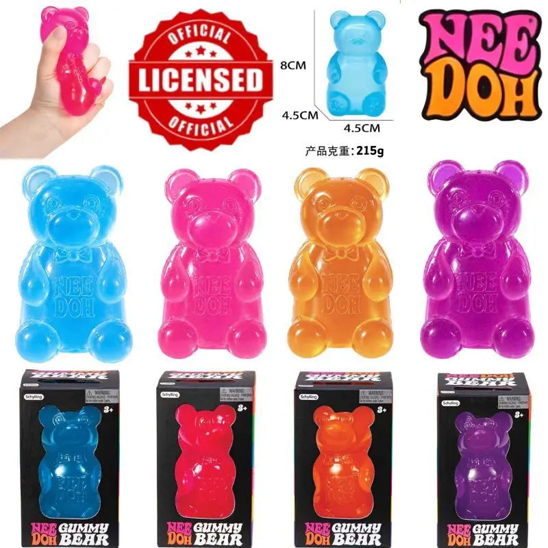 8cm NeeDoh Cute Gummy Bear Sensory Squeeze Toy with Jelly-like Filling Slow Rebound Stress Relief Toy To Alleviate Anxiety**