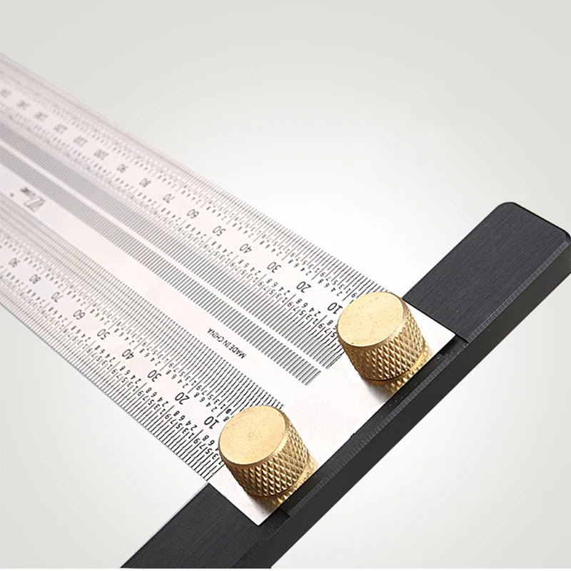 Woodworking High-precision Line Scribe 180-400mm T-type Ruler Hole Scribing Ruler Stainless Mark Line Gauge Measuring Tools