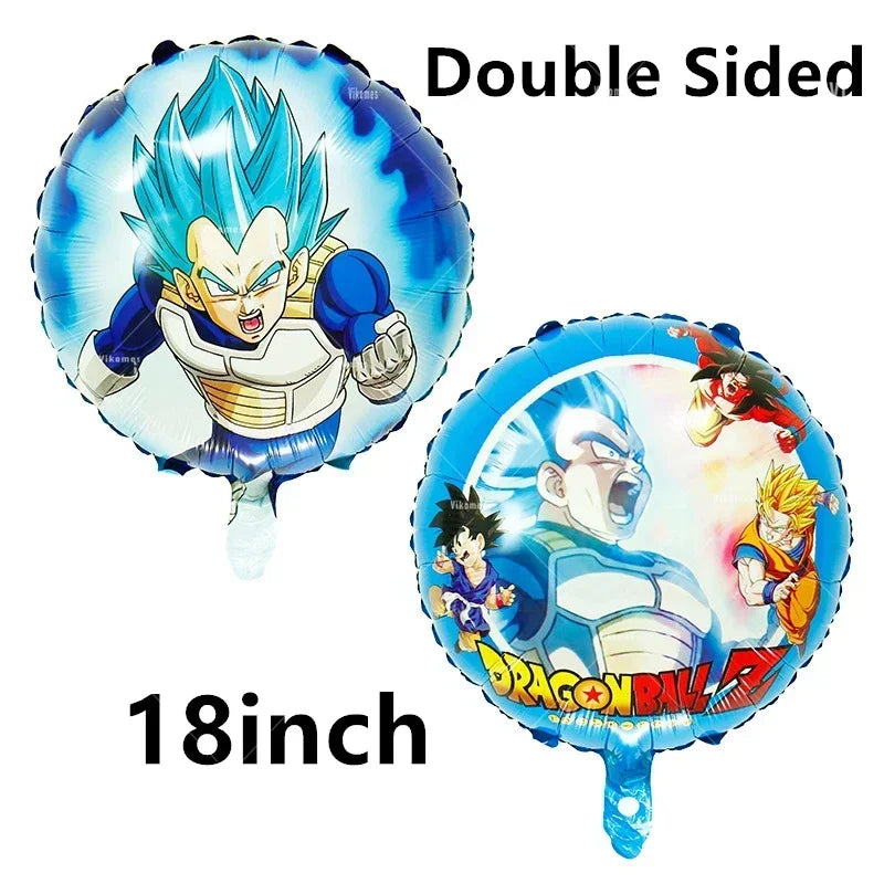 Dragoned Ball Z Balloons Happy Birthday Banner Goku Vegeta Ballons Party Decoration Plate Disposable Tableware Cake Topper Toy