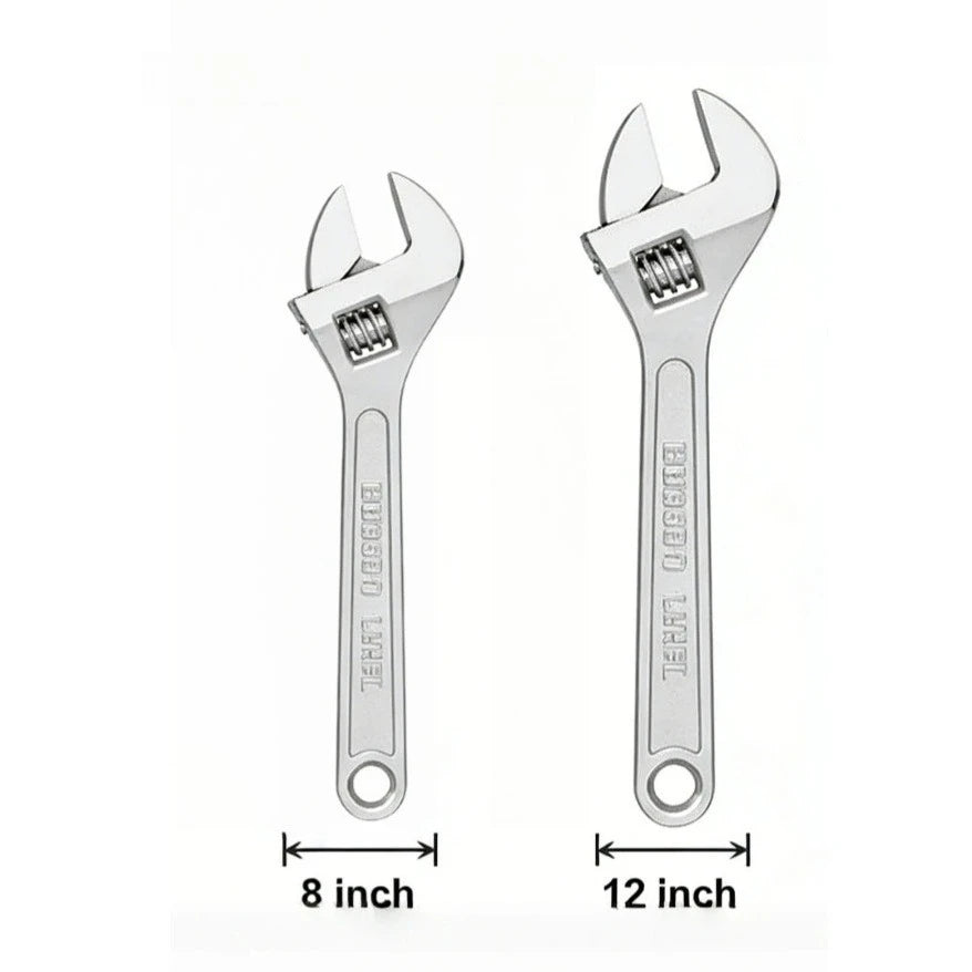 Adjustable Wrench Large Openin Long Handle Universal Spanner Clamp Steel Mechanical Workshop Hand Repair Tools 6/8/10/12 inchs