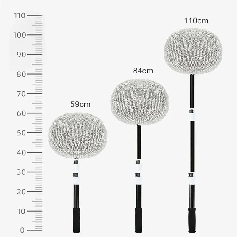 Telescopic Long Handle Car Wash Mop Soft Chenille Hair Cleaning Brush Universal Auto Window Washing Accessories
