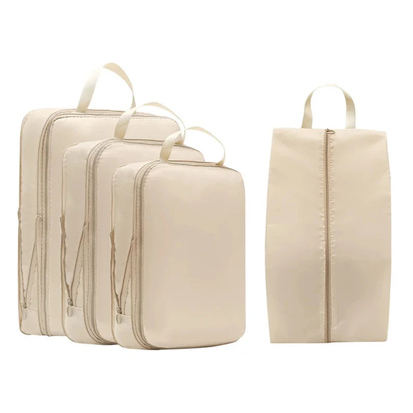 4Pcs/Set Travel Compression Packing Cubes Bag Portable Suitcase Clothes Organizers Waterproof Luggage Storage Cases Drawer Bags