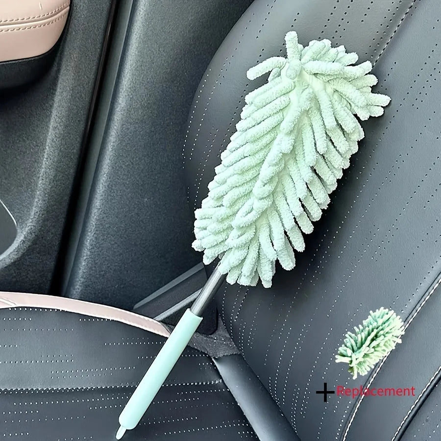 Mini Car Dust Brush - Extendable, Bendable Ultrafine Fiber Cleaning Tool for Home & Car Interior - Polyester Fiber Material