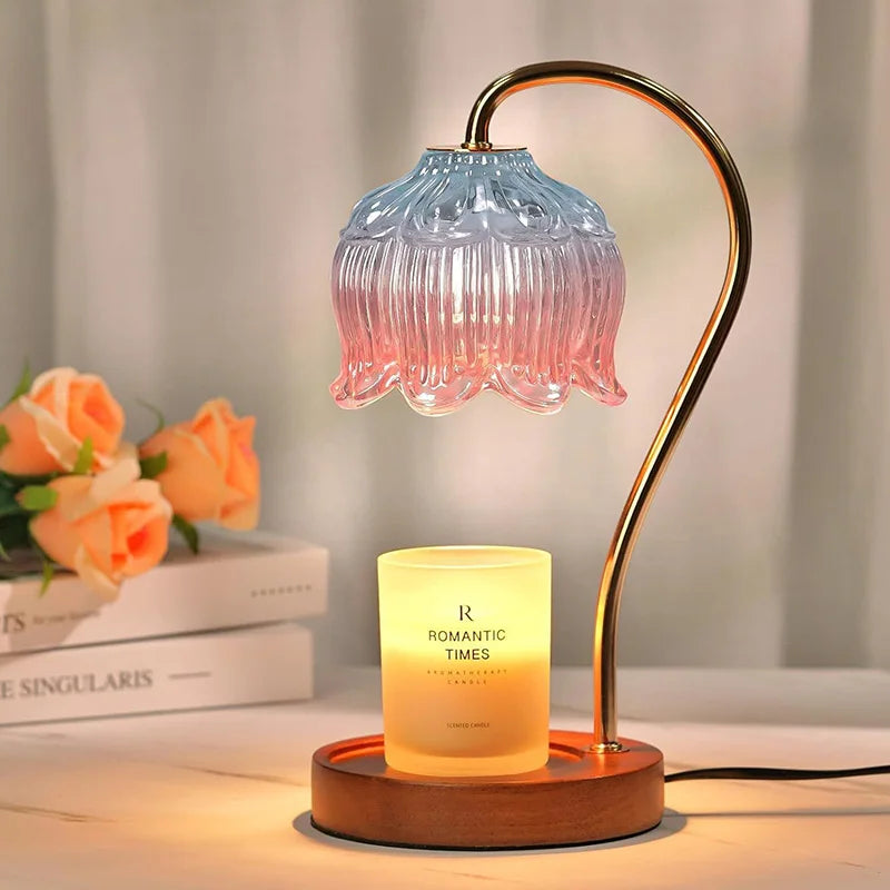 Nordic Glass Candle Warmer Lamp Bedroom Atmosphere Warmer Lamp Retro Lamp Candle Tray Night Light desk Decor Home Decoration  ﻿
