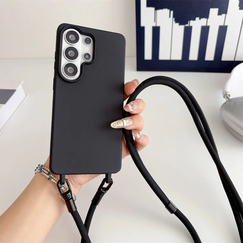 Official Lanyard Case For Samsung Galaxy S26 S25 Edge S24 Ultra S23 S22 S21 Plus S20 FE A16 A06 5G Crossbody Cord Strap Cover