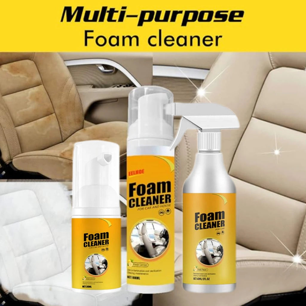 Car Steering Wheel Decontamination Cleaning Spray Car Interiors Leather Seats Shoes Multipurpose Foam Cleaner Fresh Lemon Scent