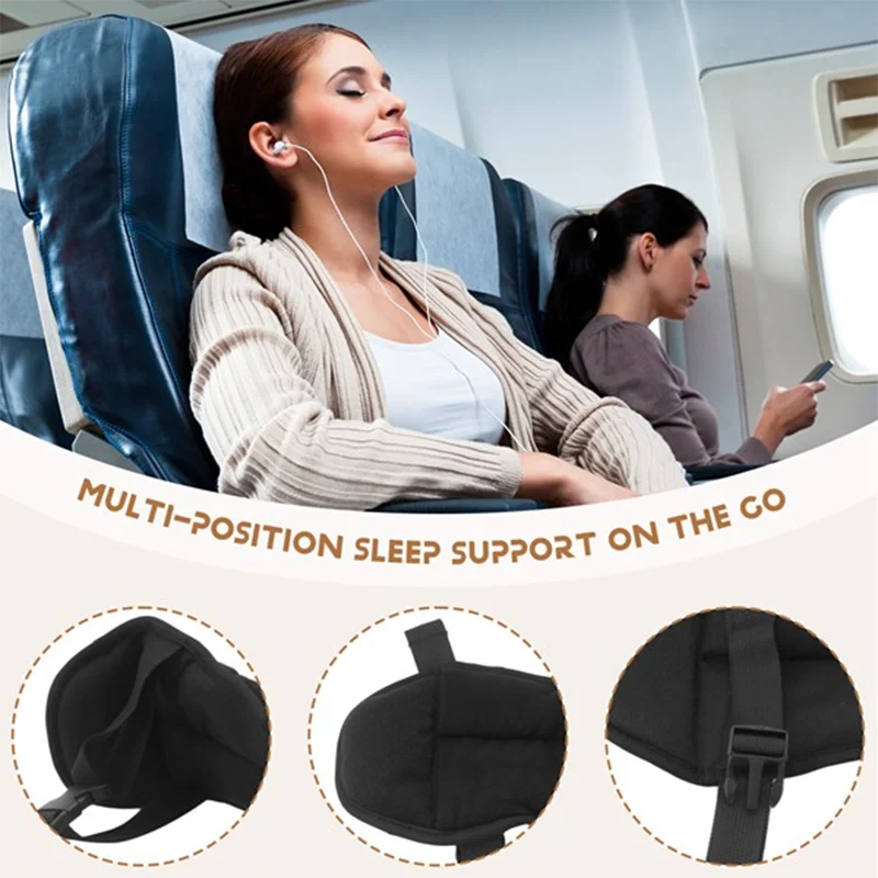GYTB-For Sleep Travel Pillow, Airplane Neck Support, Oversized Head Strap With Eye Mask For Long Flights, 360° Headrest