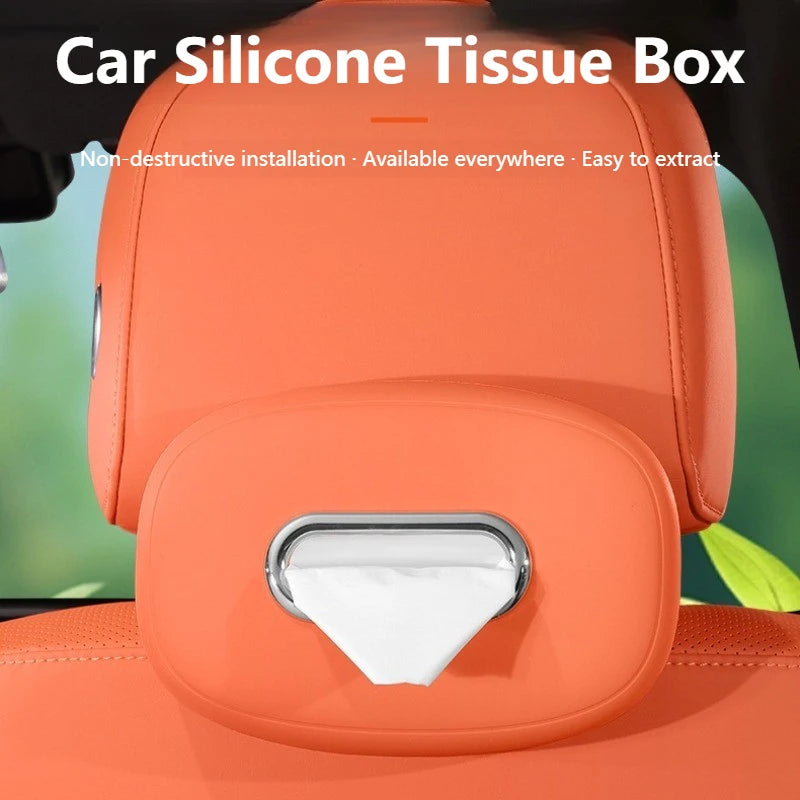 Car Silicone Tissue Box Soft Washable Car Center Console Armrest Napkin Holder Sun Visor Rear Seat Tissue Box with Fixing Strap