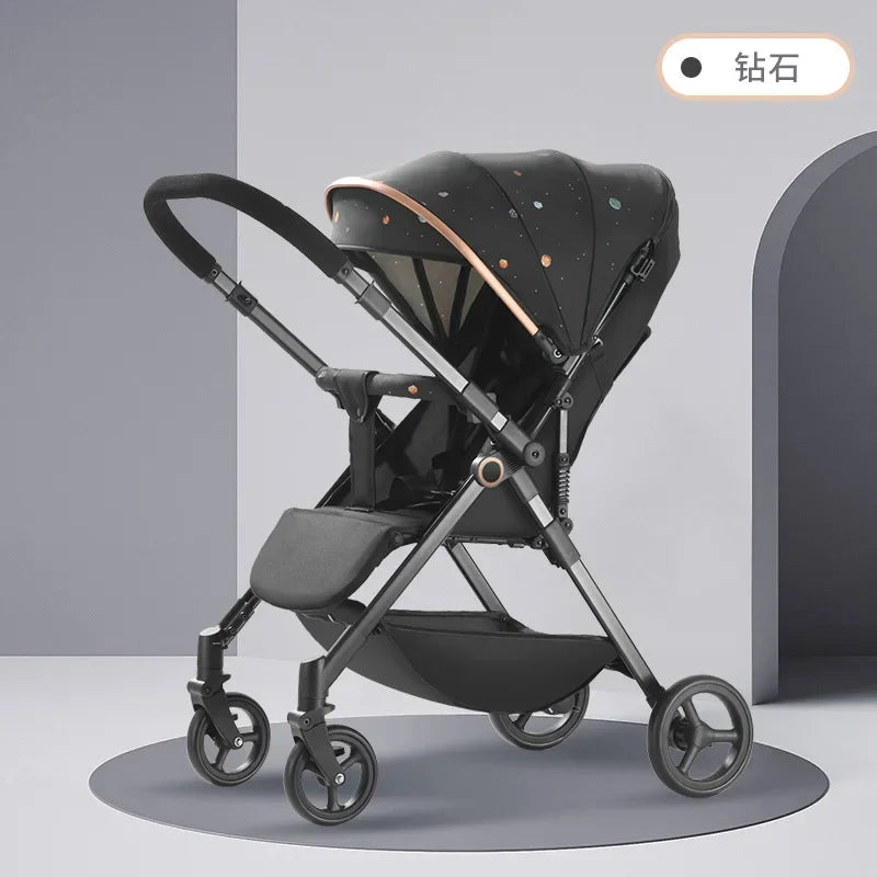 Baby Carriage,Bi-directional ultra lightweight foldable high landscape four wheel shock absorber baby stroller,baby cart