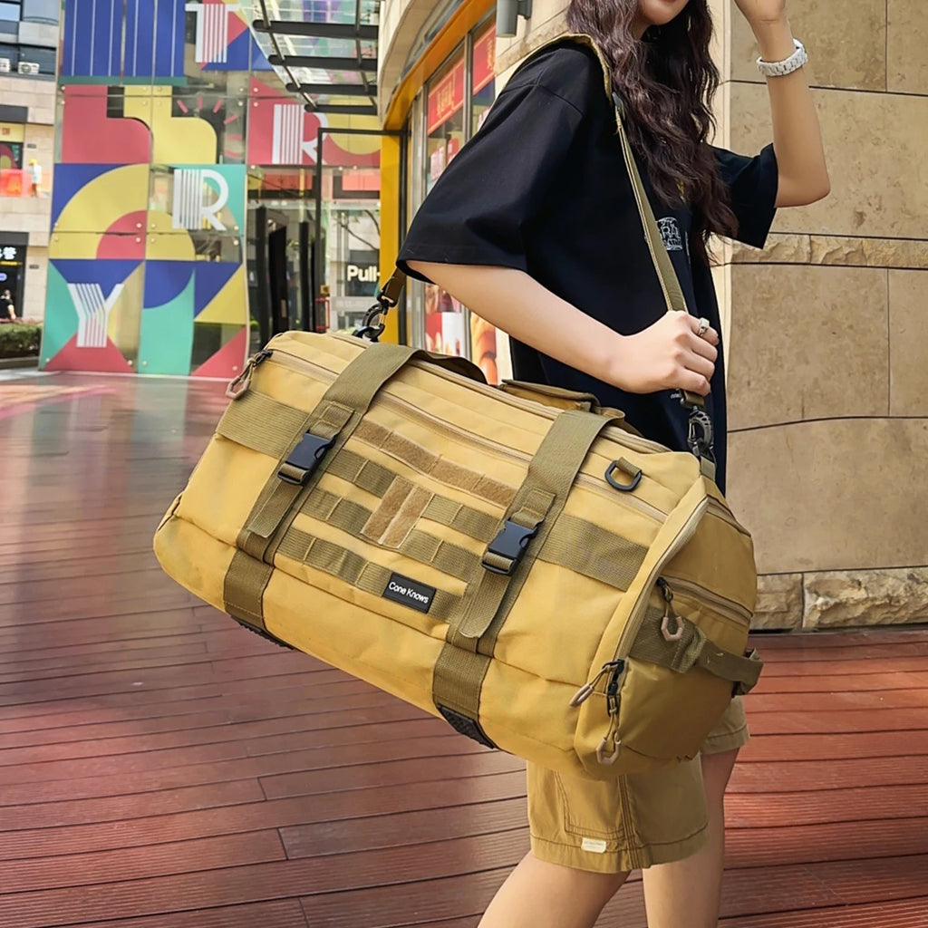 German Large-Capacity Trendy Travel Bag Canvas Tote Bag for Men on Business Trips and Travel, Portable Storage Bag for Women, Sports and Fitness Bag for Off-Road Camping