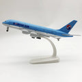 20cm Airplane Model Toy Korean Air A380 Diecast Airplane Model with Wheels Collectible Gift Airplan for Collections And Displays