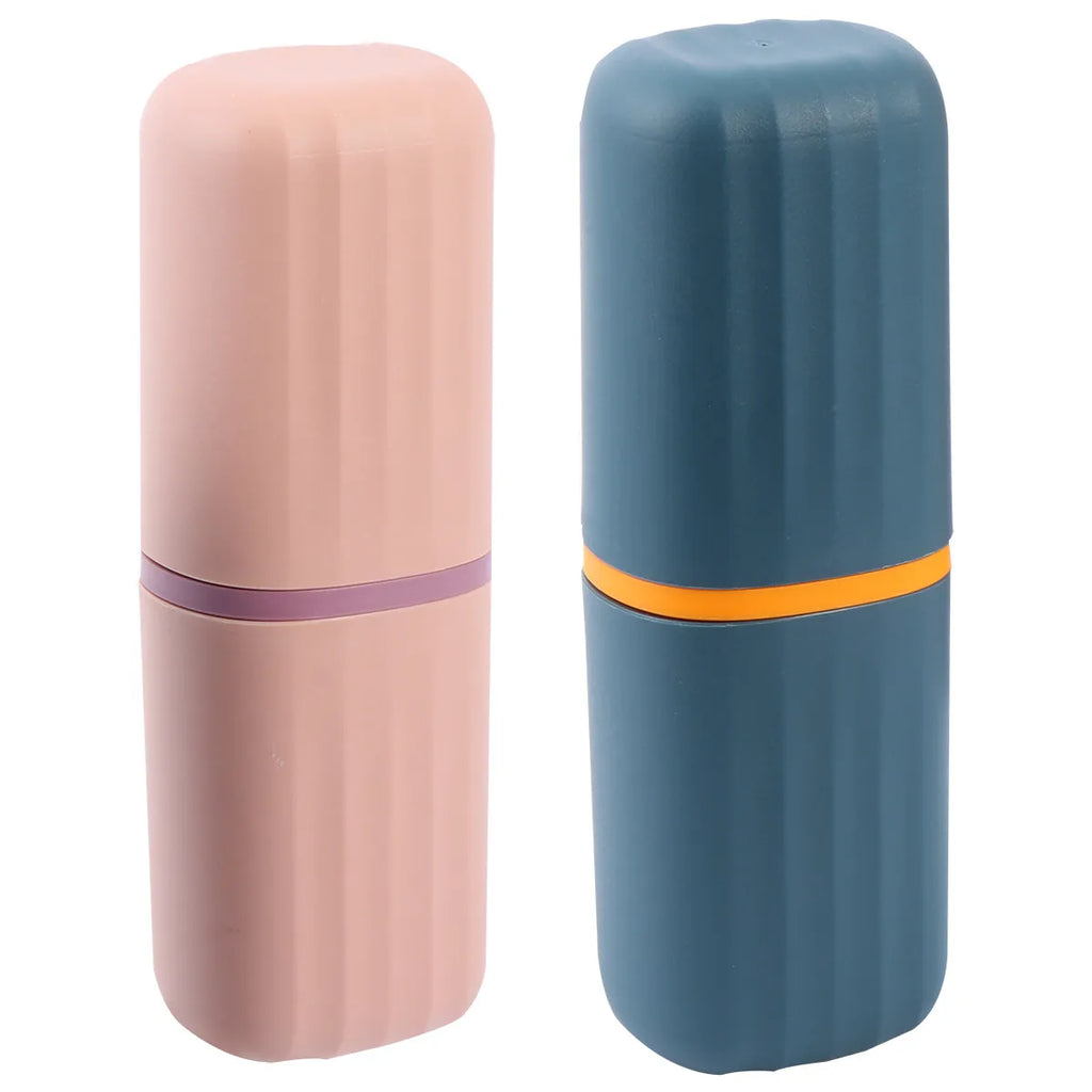2Pcs Plastic Toothbrush Case Lightweight Compact Storage Box Travel Bathroom Supplies Organizer for Toothpaste Comb