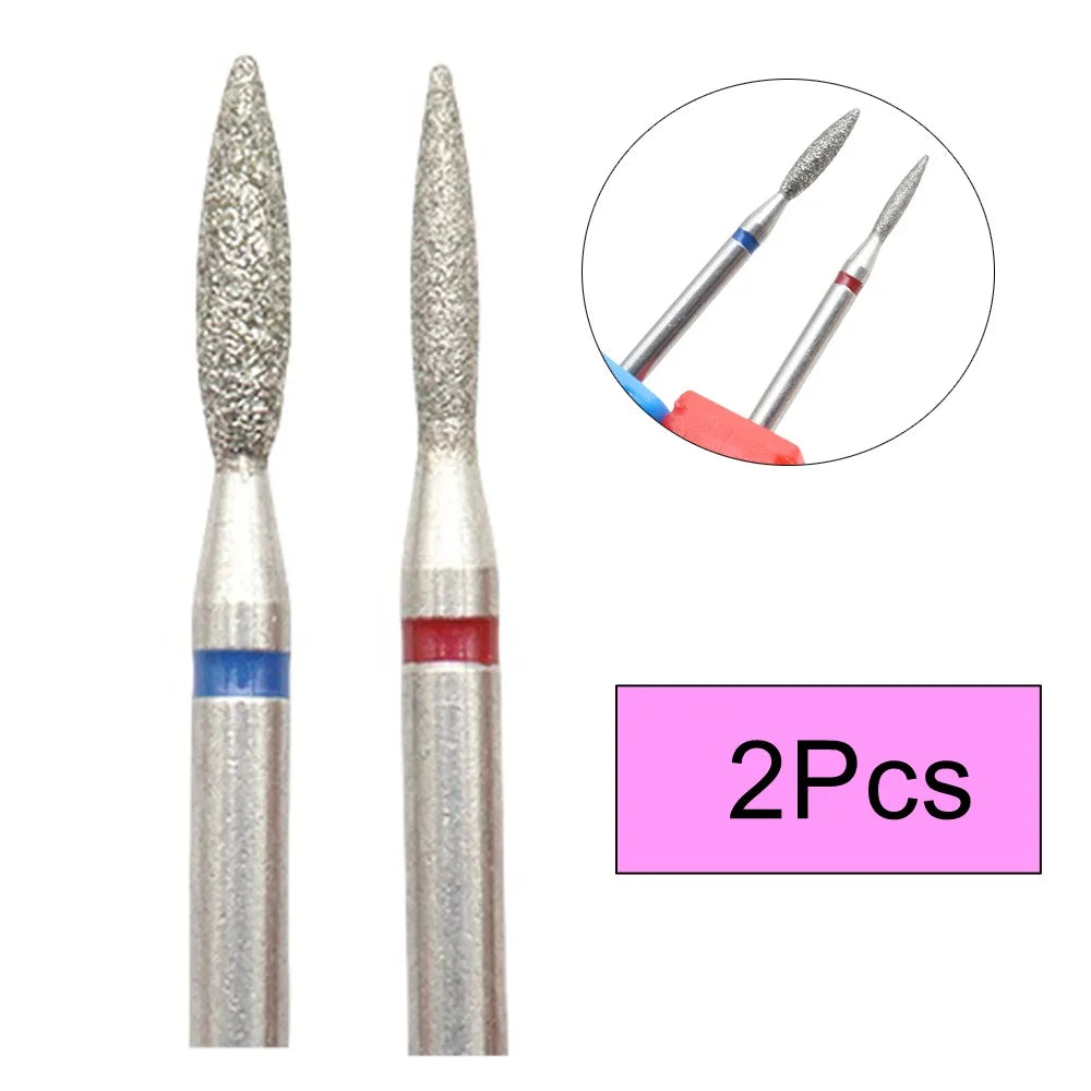 2pcs Nail Drill Bits, Best Diamond Burrs Grinding Bits For Gel Nail Polish Manicure Nails Art Tool Carving Polishing