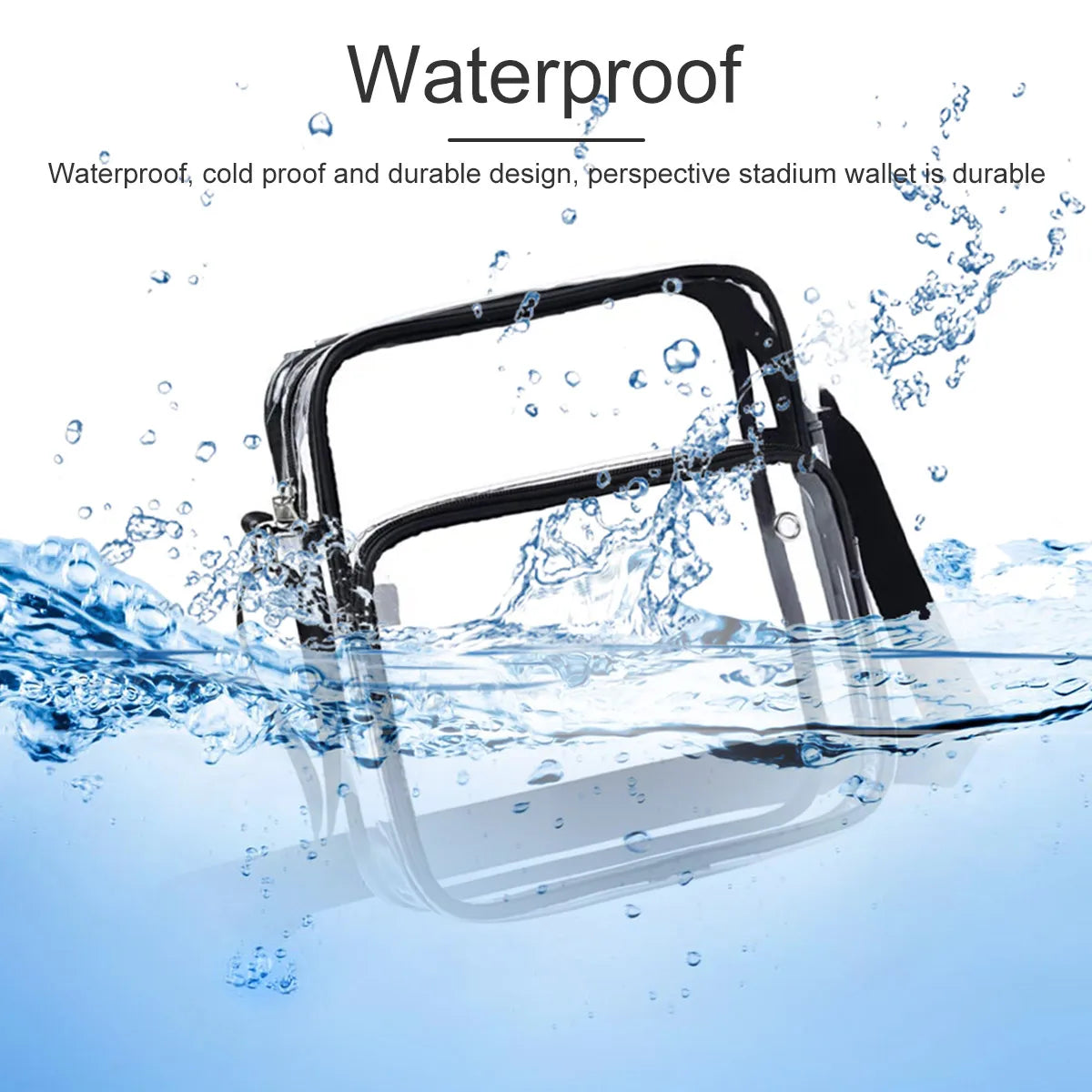 Clear Purse Stadium Transparent Messenger Bag Waterproof Stadium Approved for Men and Women Hand-free Clear CrossBody Bag