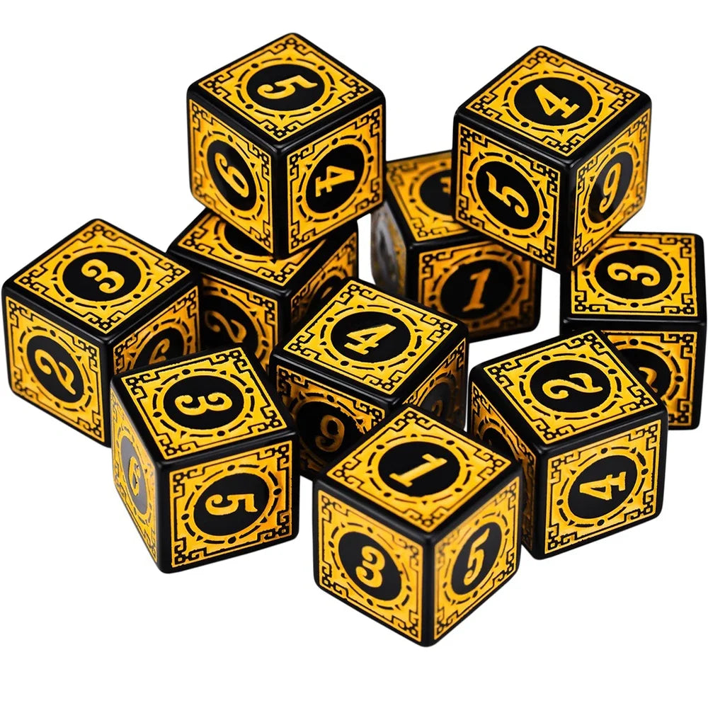 10Pcs/Set 16mm D6 Dice Square Edged Corner Numbers 6 Sided Dices Acrylic Playing Table Board Games Bar Pub Club Party DND
