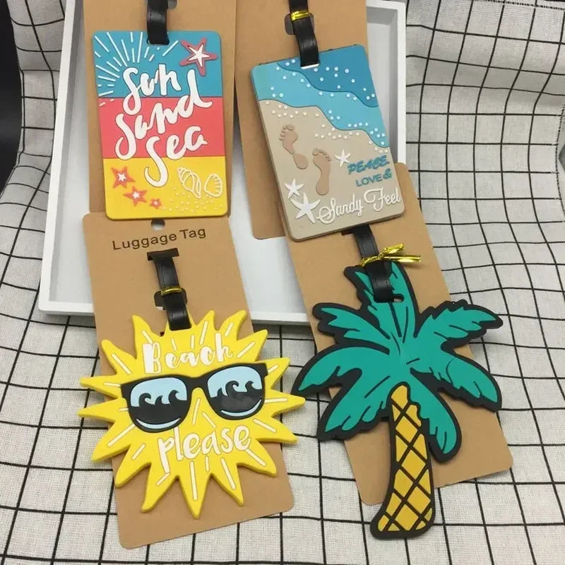 Luggage Tags Cartoon Cute Silicone Fruits Food Beach Style Suitcase Tags Name Address Holder Baggage Boarding Tags Label