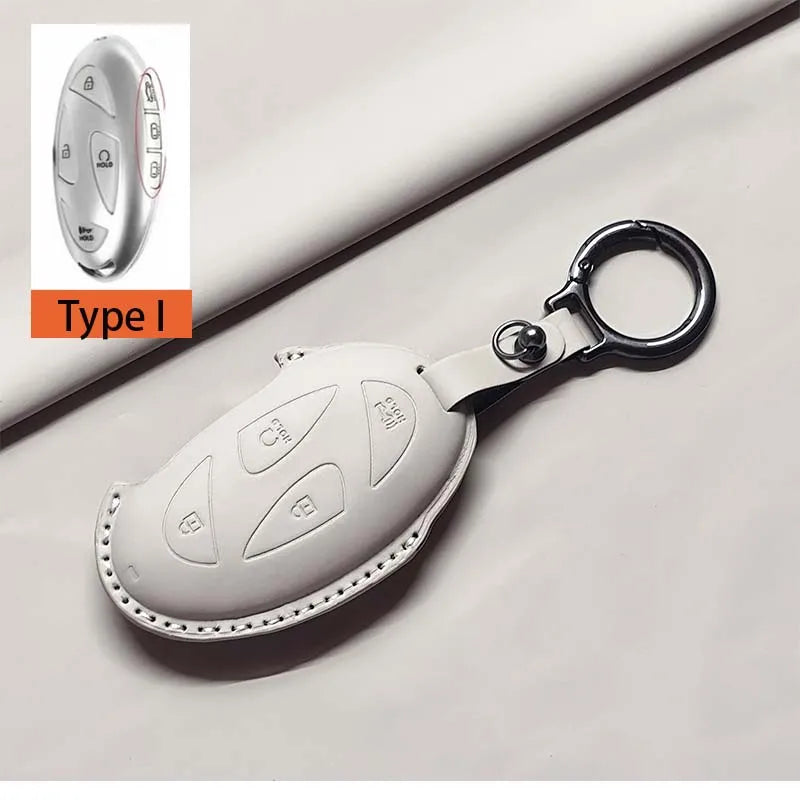 Car Remote Key Case Cover for Hyundai Grandeur GN7 Kona Ev 2023 Ionic 6 5/7 Bottons Leather Keychain Durable Luxury Accessories