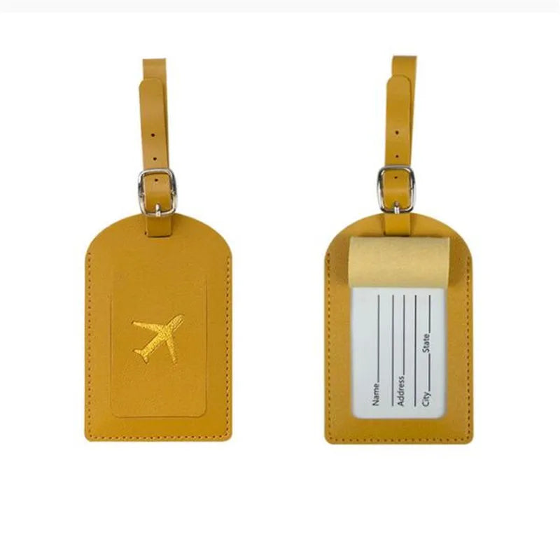 1PC Portable PU Leather Luggage Tag Suitcase Identifier Label Baggage Board Bag Tag Name ID Address Holder Travel Passport Card