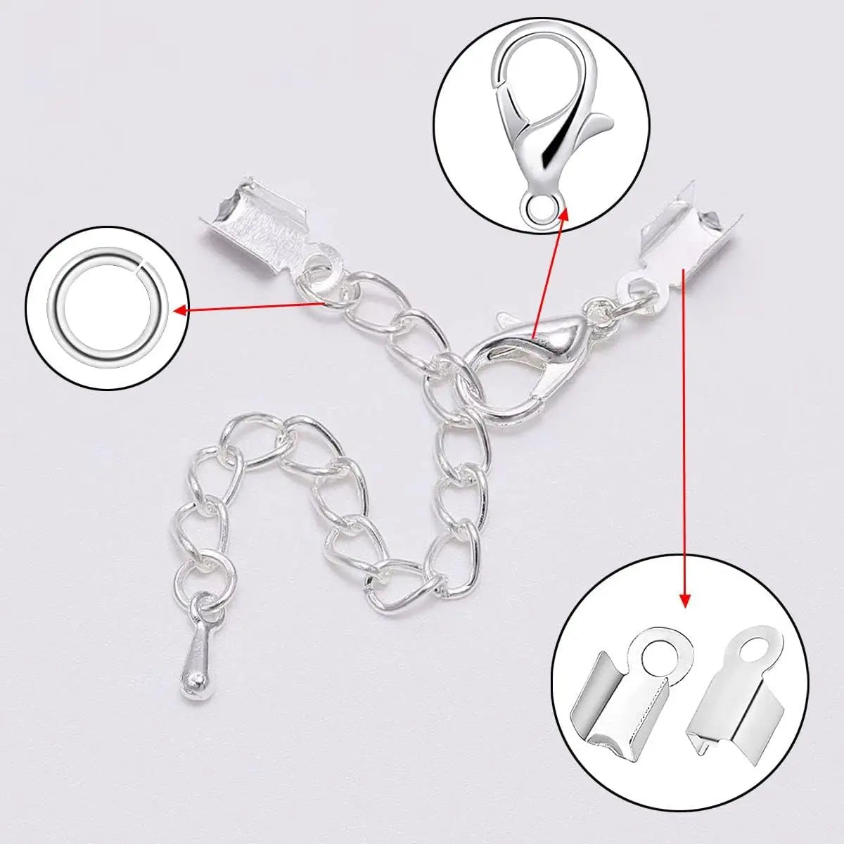 320pcs Clasps Hooks Jump Rings End Beads for Bracelet Neckalce Jewelry Making Spare Restoration Accessories Parts DIY Wholesale
