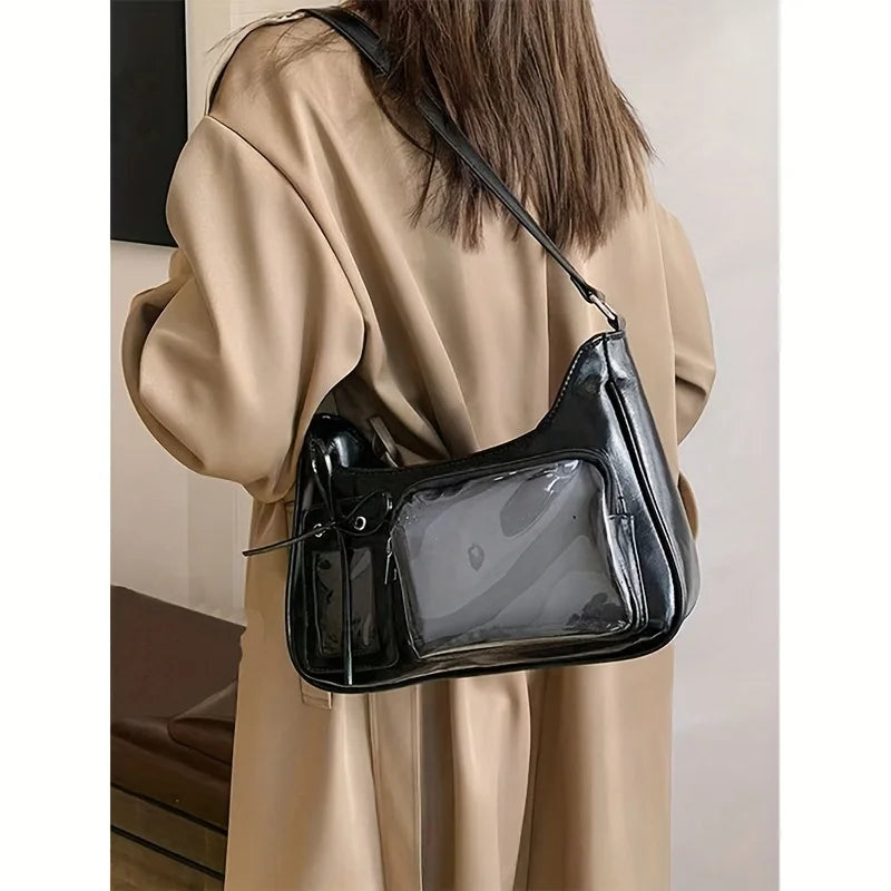 Japanese Knot Simple Fashion Single Shoulder Crossbody Bag for Women Anime Commute Daily Transparent Pain-Free Bag