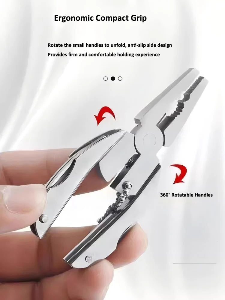 Mini Multifunctional Pliers 420 Stainless Steel Folding Pocket Tool with Keychain And Nylon Storage Bag