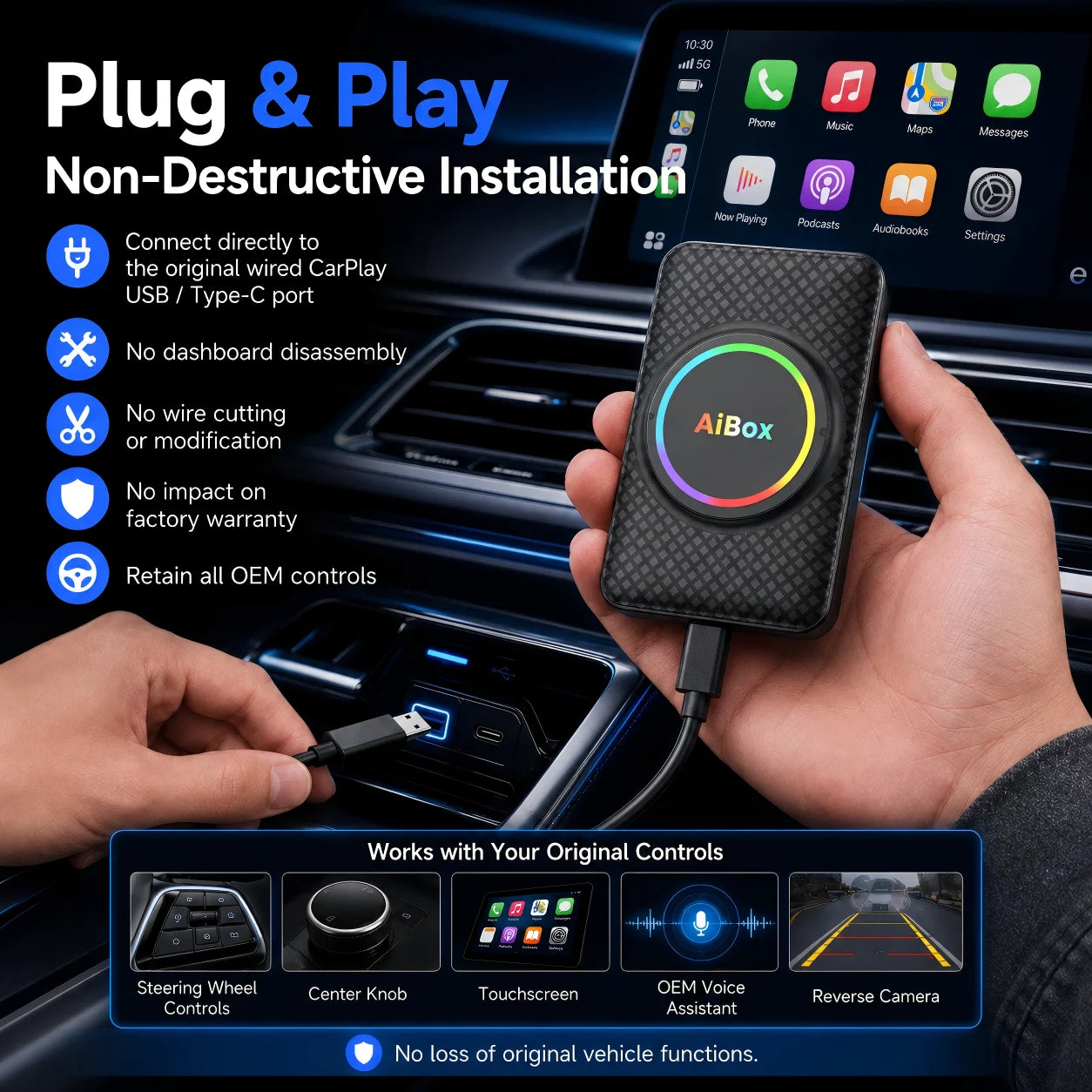 Android 14 CarPlay AI Box Wireless CarPlay Android Auto Adapter Plug and Play Supports Netflix YouTube Twitter IPTV Toyota VW Ki