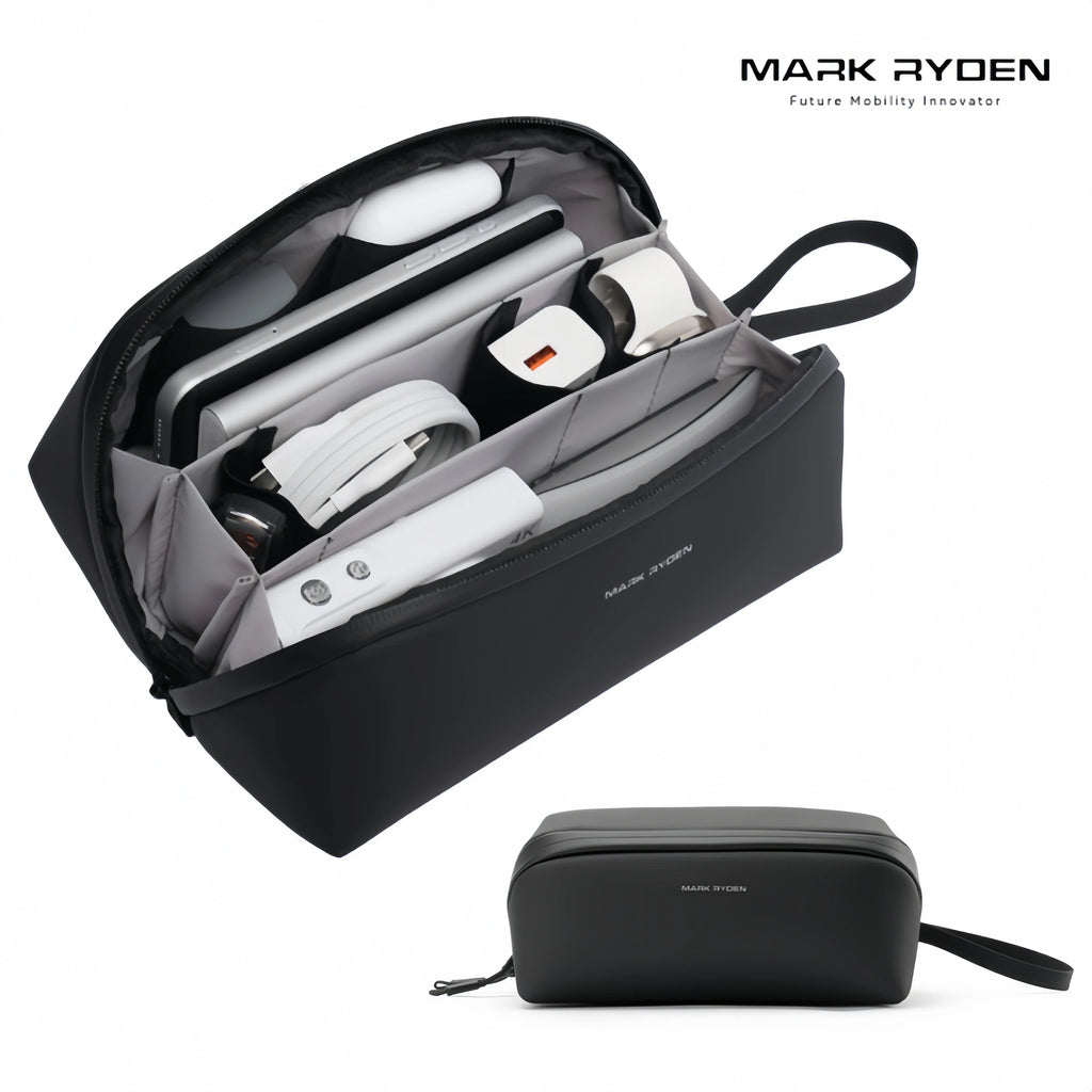 MARK RYDEN Waterproof Tech Pouch 7 Compartments Travel Organizer Bag for Cables, Chargers, Gadgets