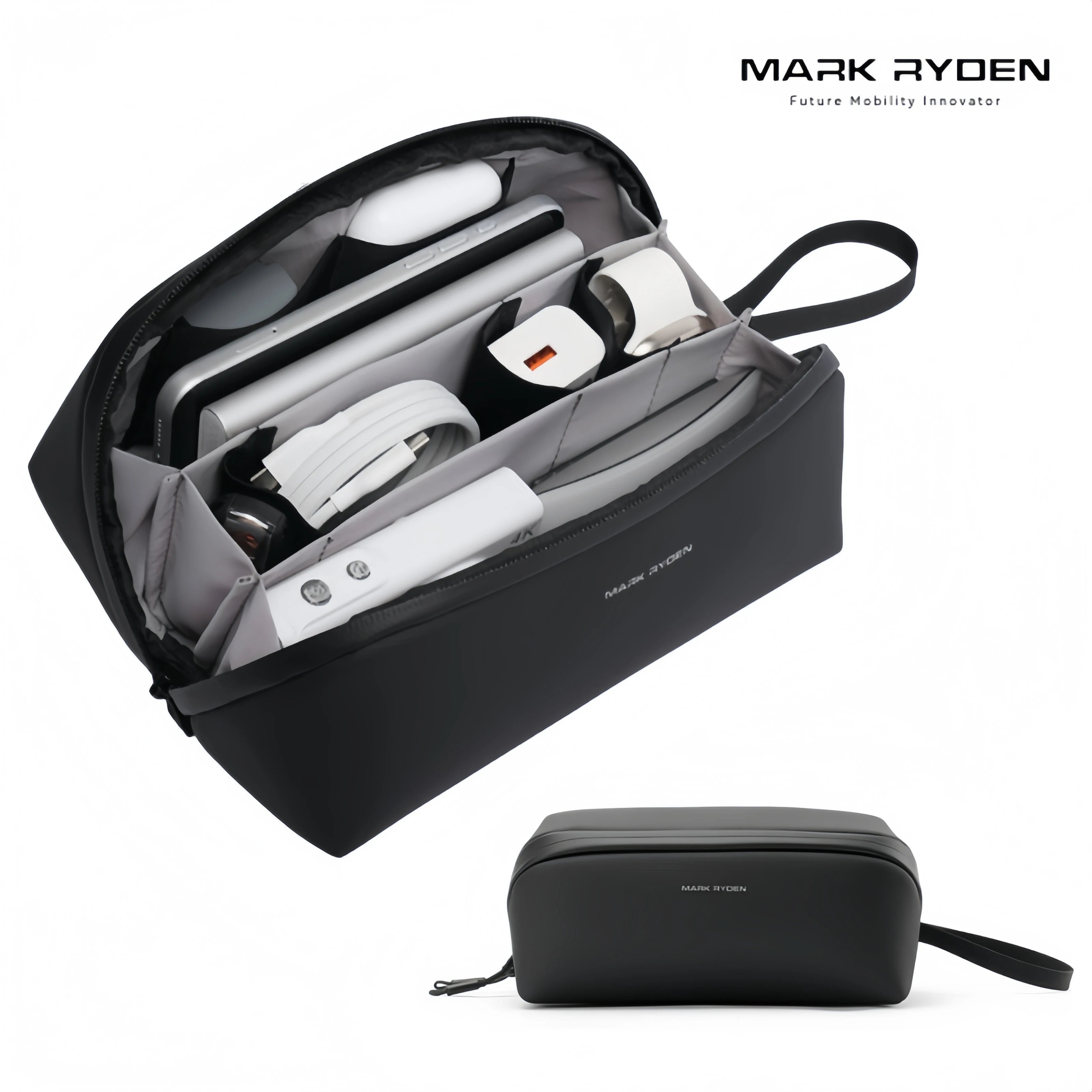 MARK RYDEN Waterproof Tech Pouch 7 Compartments Travel Organizer Bag for Cables, Chargers, Gadgets