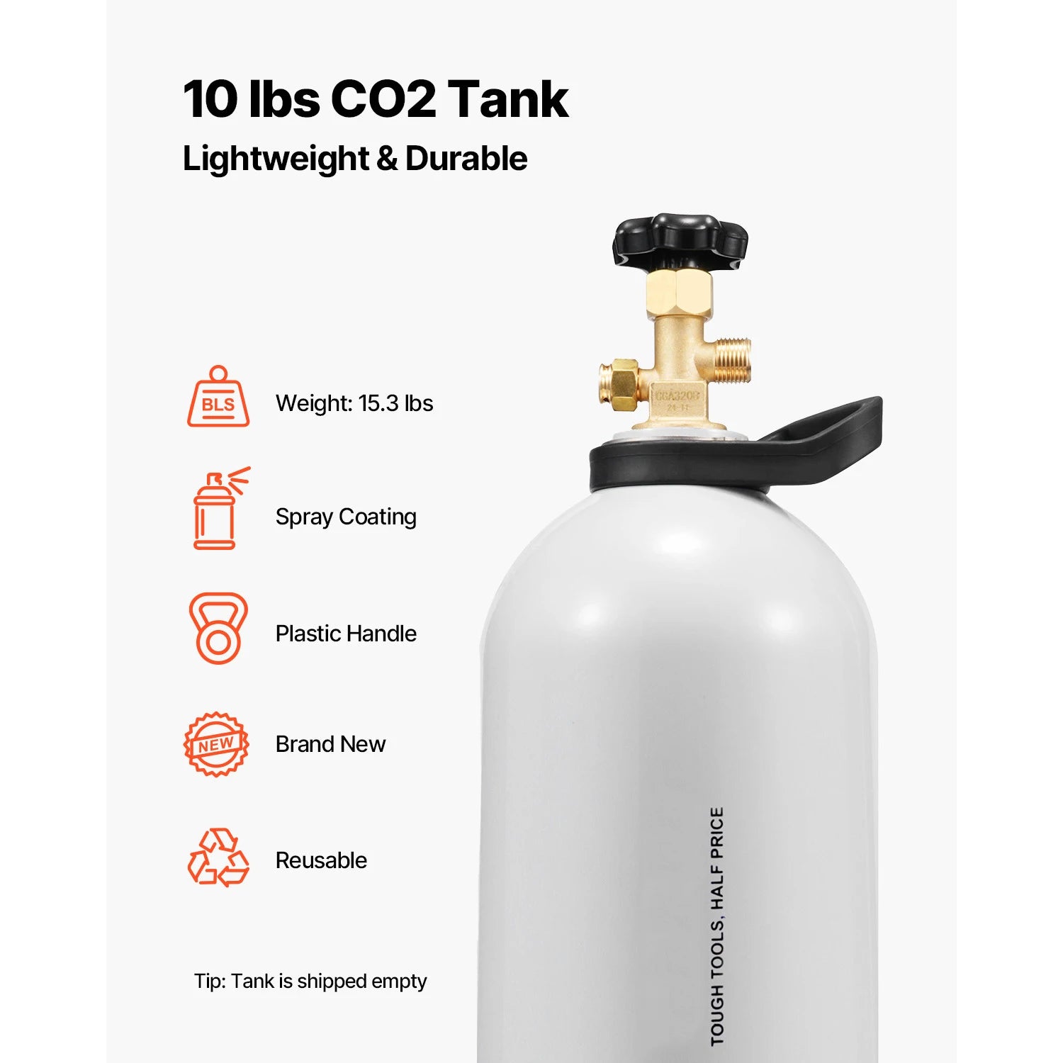 SucceBuy CO2 Tank 10 lbs New Aluminum Alloy Cylinder CO2 Air Tank with Light Spray Coating DOT Approved Cylinder for Draft Beer