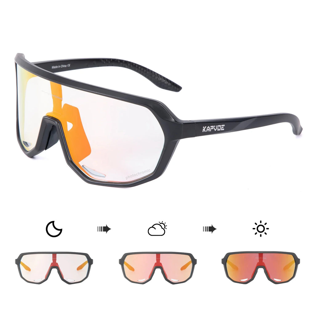 Photochromic Cycling Sunglasses Kapvoe Women Man Luxury Gold Glasses Driving Fishing Fashion Travel Golf Women Bike Goggles