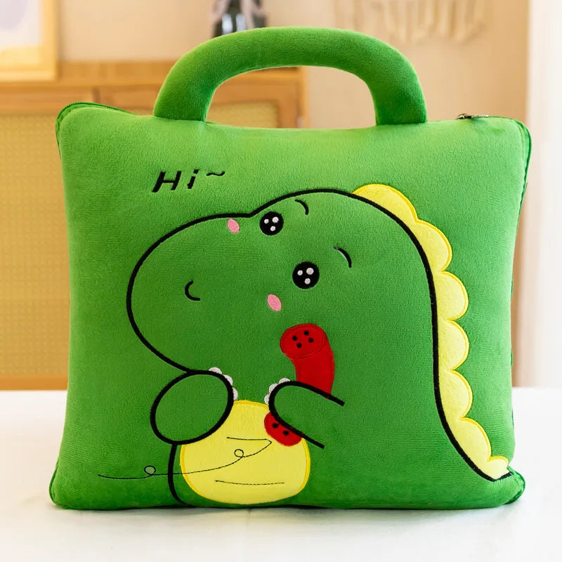 Cute Pillow Quilt Dual-use Pillow Folding Air Conditioning Blanket Car Interior Cushion Pillow 3-in-1 Office Nap Cushion Blanket