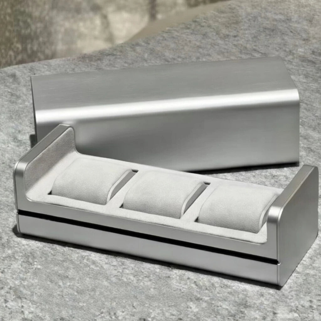 Aluminum Watch Case Three Watches Position Storage Box Jewelry Box
