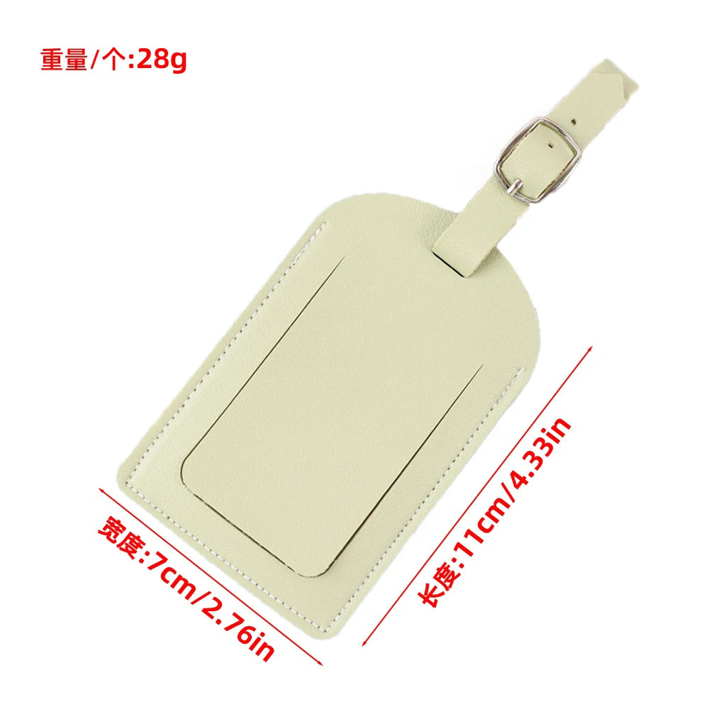 Fresh Light Green Leather Luggage Tag, Adjustable Anti-Lost Baggage Identifier Card, Essential Travel & Business Trip Accessory