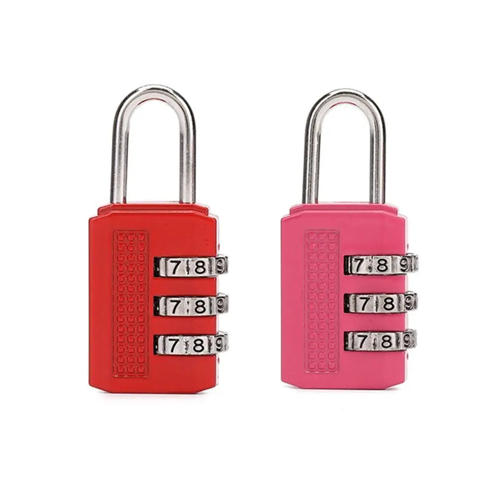 Portable Mini Number Lock Durable Solid Color Password Lock 3 Digit Anti-theft Alloy Padlock Trolley Case