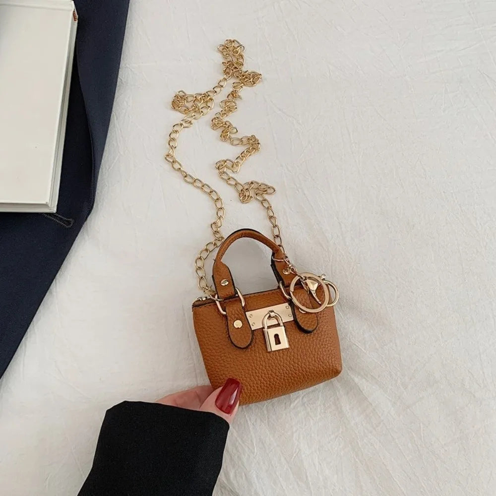 Portable Mini Small Square Bag Hand-held One-shoulder Shoulder Bag Chain Strap Wallet Keychain Women