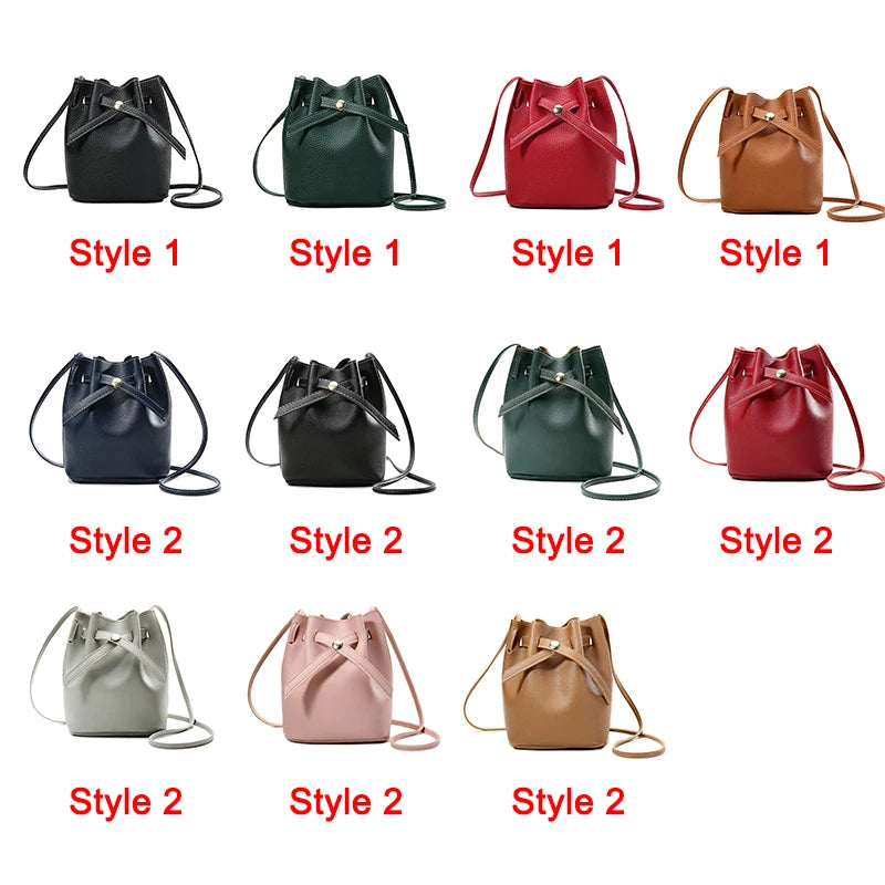 Hand Bag Ladies Women's Crossbody Bags Large Capacity PU Leather Bucket Bag Portable Cross Body Bucket Bag Single Shoulder Bag