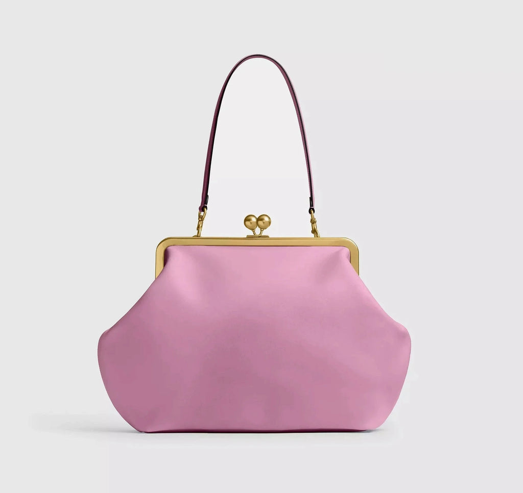 Women large oversized Kisslock Frame Bag clasp Clutch Jumbo pouch frame bag black baby pink green blue color