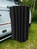 A Set RV Black Shower Curtains Waterproof Fabric Bath Curtains Durable RV And Camper Van Bathing Cover With Hook Rod Bag