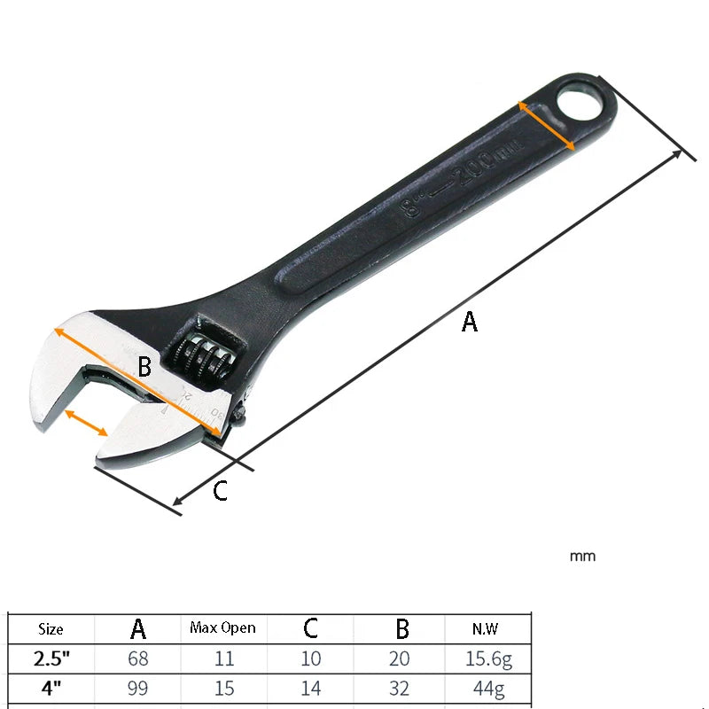 Mini 2.5/4 Inch Adjustable Spanner Open-End Small Wrench Tools Adjustable Wrench Set Can Be Carried With You Key Hand Tool