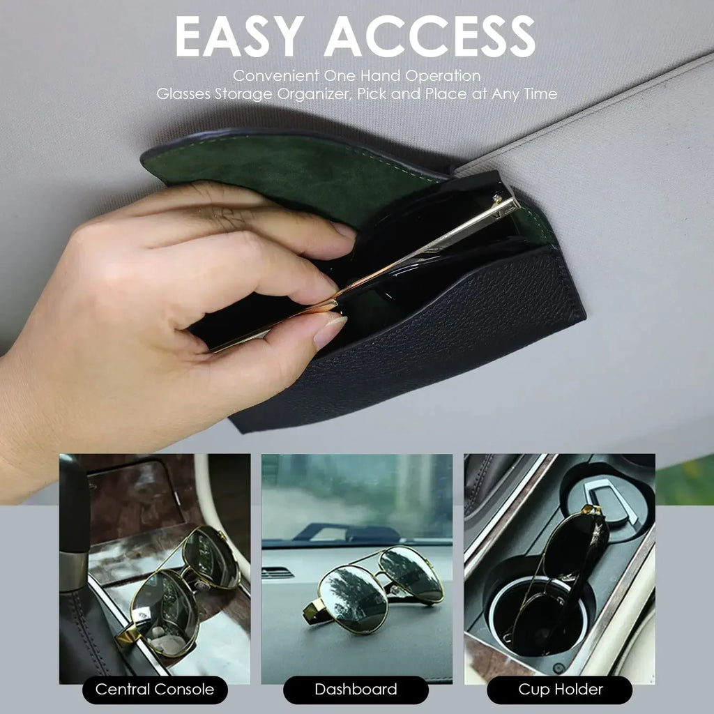 Sunglass Holder for Car Visor, Leather Car Glasses Holder Clip, Visor Accessories Eyeglasses Holder