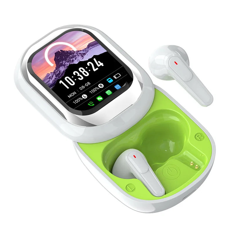 SE-ONE Smart Headphones LED Full-color Slide Touch Screen Support APP Information Receiving Wireless TWS Earbuds 300mAh