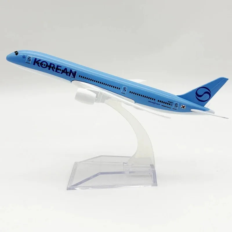 16cm Diecast Plane Model B787 Series Metal 1/400 Scale Airplane Toy Replica Miniature Aviation Collectible Aircraft For Display