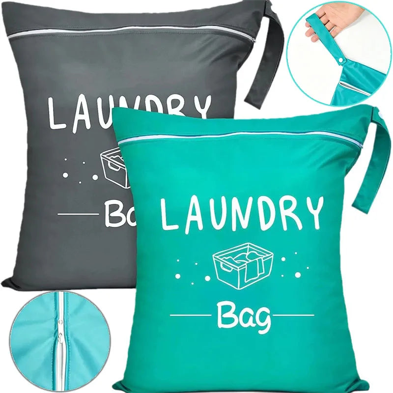 Large Capacity Waterproof Travel Laundry Bag Wet Dry Organizer Pouch with Zipper Hanging Strap Portable Storage Bag