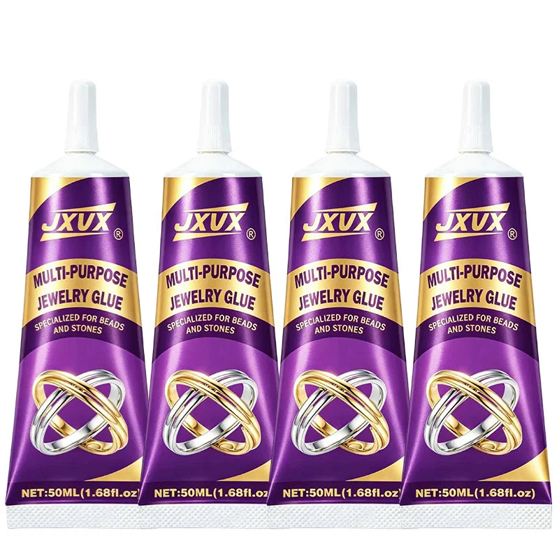 B7000 Glue Clear for Rhinestones, 4pcs 50mL/1.68 fl oz Strong Adhesive B-7000 Jewelry Bead Gem Glue with Precision Tip, Quick Dry Bedazzling Adhesive